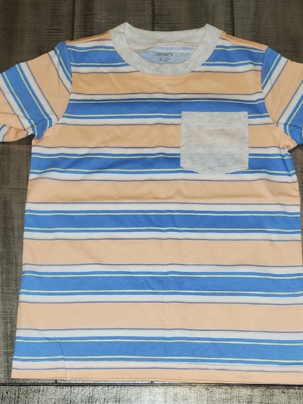 NWT Carter's Peach and Light Blue Striped Pocket Tee